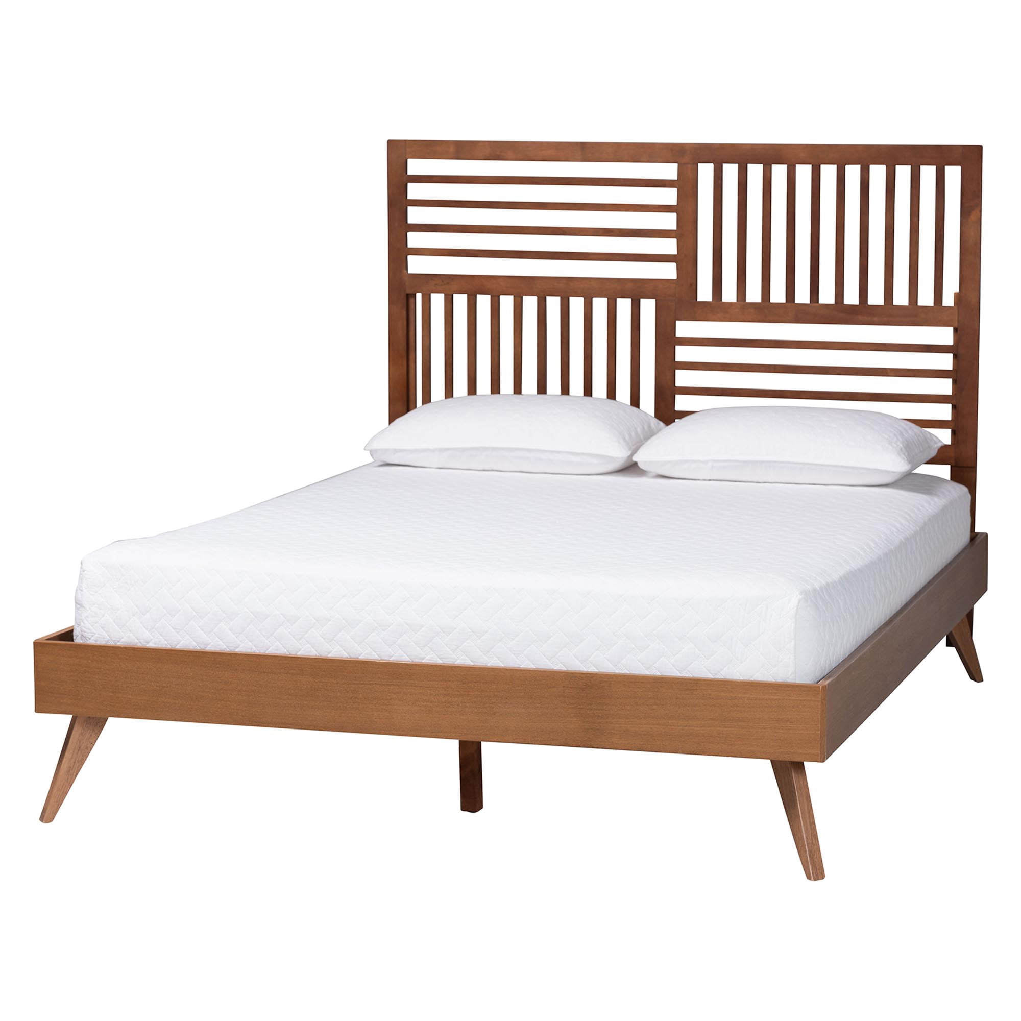 Baxton Studio Gemma Mid-Century Platform Bed, King, Ash Walnut