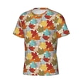thumbnail image 5 of Vsdgher Fall Maple Leaves Print Men's Dry Fit Mesh Athletic Shirts Moisture Wicking Tennis T-Shirt Tops, 5 of 9