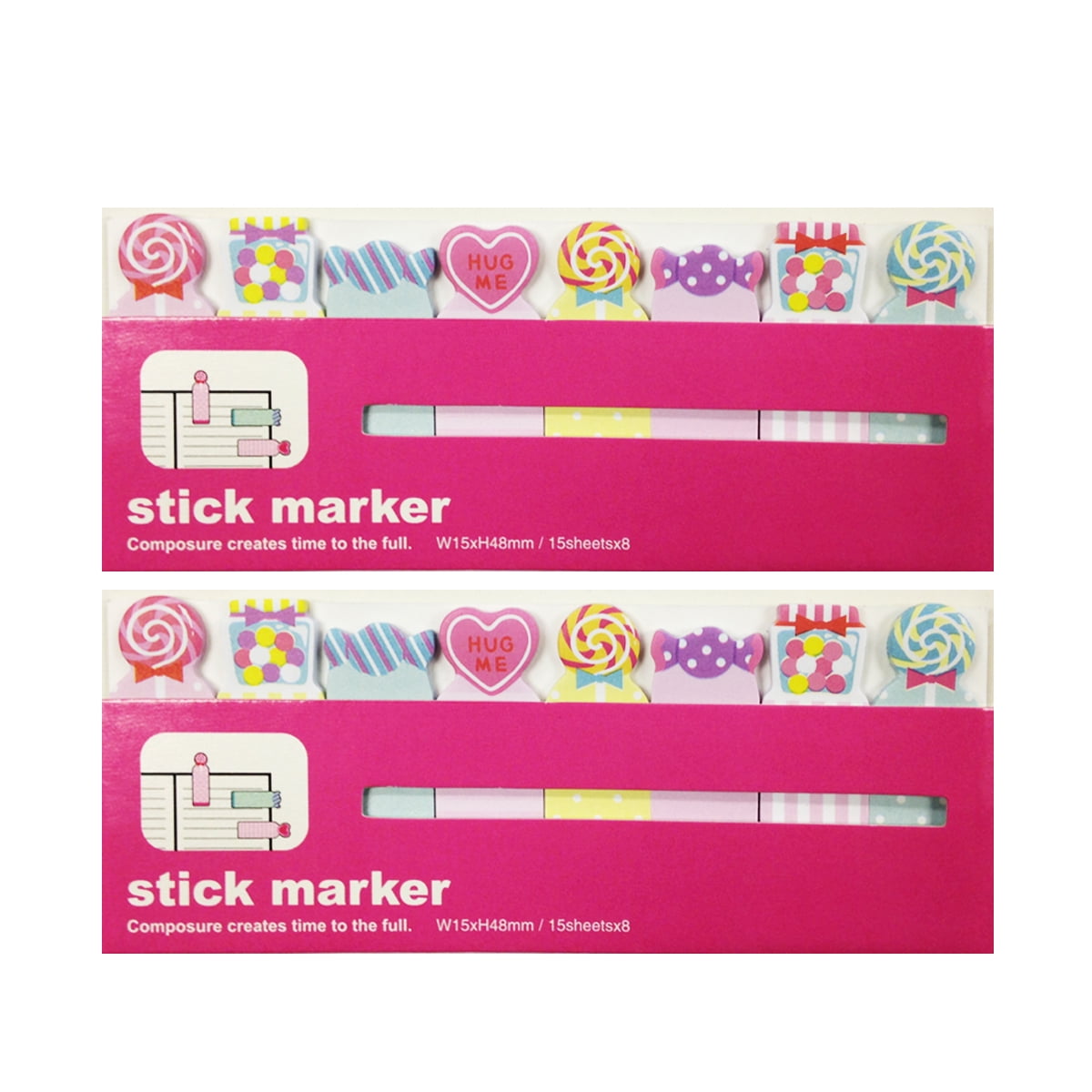 Wrapables® Bookmark Flag Tab Sticky Markers, Candy & Sweets (Set of 2)