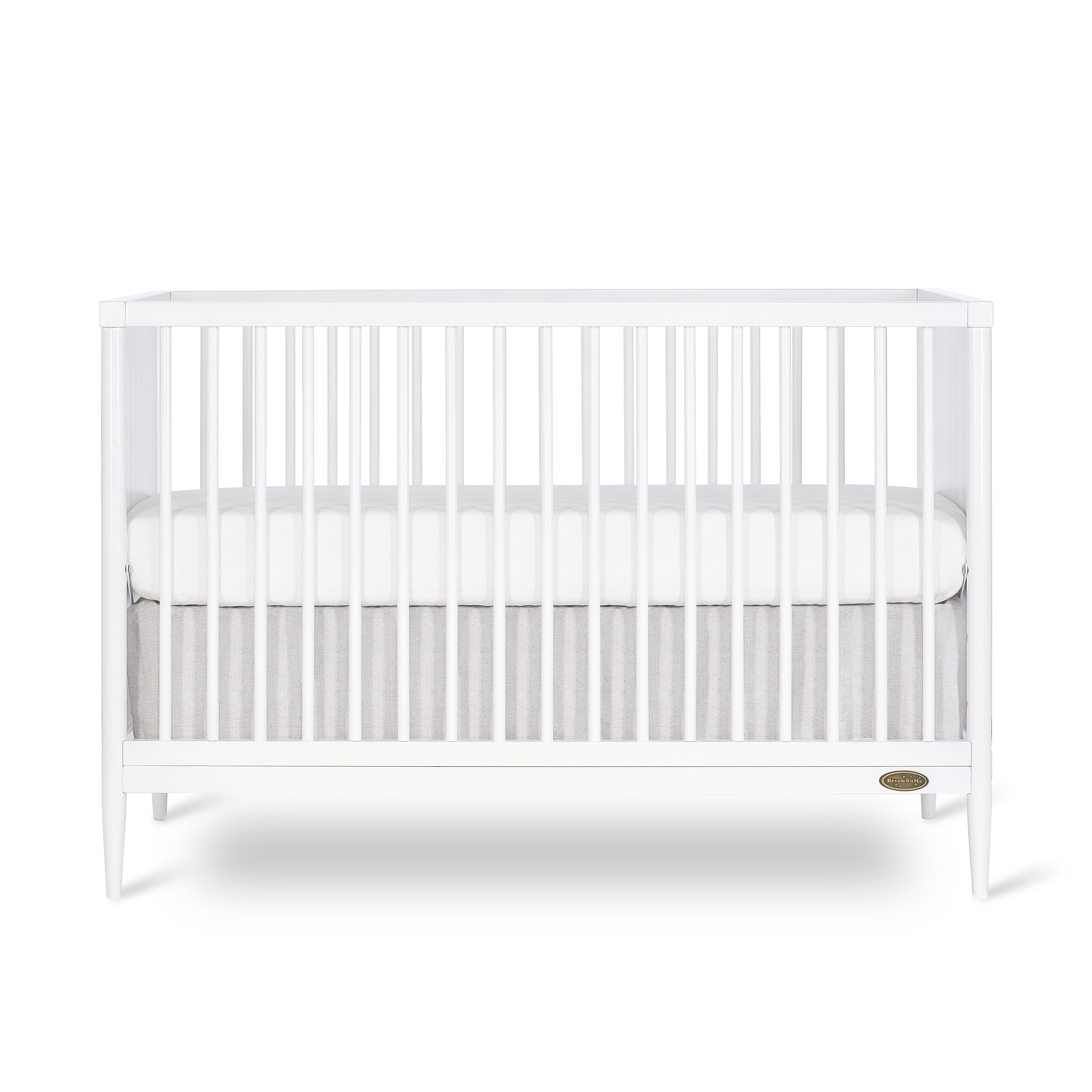 Bundle of Dream On Me Clover 4 in 1 Modern Island Crib with Rounded Spindles, Dream On Me Clover Changing Table, with a Dream On Me Honeycomb Firm Fiber Standard Crib Mattress, White