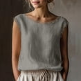 thumbnail image 2 of Yutgune Women's Boat Neck Lace Trim Linen Tank Top Sleeveless Casual Summer Blouse Shirt, 2 of 7