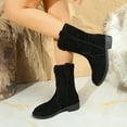 thumbnail image 4 of Viluyesy Womens Comfort Boots, Wide Calf Low Heels Round Toe Fall Winter Retro Suede Boots Black US6.5, 4 of 9