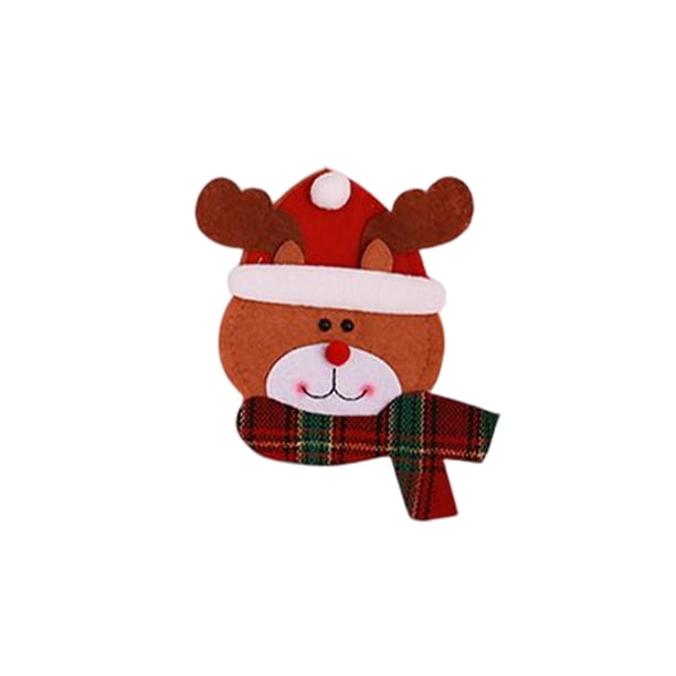 Cateissary Cubiertos Año Nuevo Reutilizable Estilos múltiples Tenedor Cuchara Bolsas Regalo Llamativo Cubiertos Bolsillos Cena Ornamento Kits de decoración para fiestas cara redonda/alce Cateissary HA070140-03B