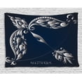 thumbnail image 1 of Zodiac Sagittarius Tapestry, Hand Drawn Bow Arrow Motif with Leaves Flowers Astrology Sign, Wall Hanging for Bedroom Living Room Dorm Decor, 60W X 40L Inches, Dark Blue and Grey, by Ambesonne, 1 of 2