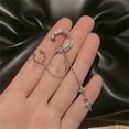 thumbnail image 4 of Shiny Silver Color Crystal Tassel Non-Piercing Cuff Ear Clip Earring For Women Rhinestone Star Fake Cartilage Piercing Jewelry, 4 of 19