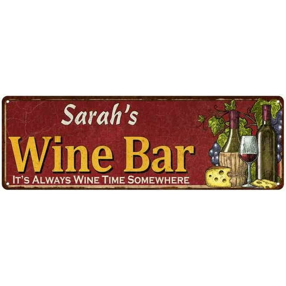 Sarah's Wine Bar Red Gift Home Kitchen Decor 6x18 Sign 206180056028