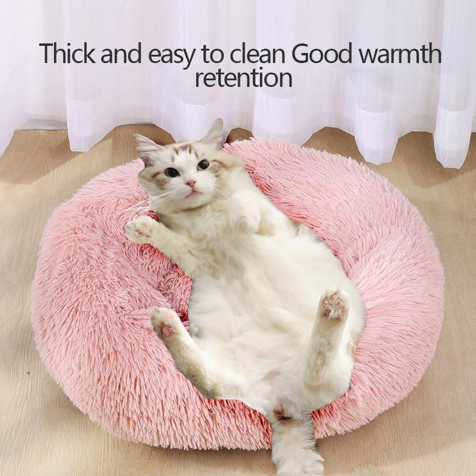 Cat Beds Cushion,Pet Hammock Bed, Cat Calming Cuddler Bed, Anti-Slip Fluffy  Round Washable Cat Bed with Plush Mat & Cat Toy Balls,Fits up to 25lbs, Pet  Bed for Kitty and Puppy-Pink