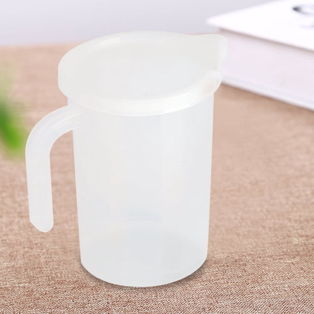 WALFRONT Vasos medidores de plástico transparente con tapa de 500 ml/1000 ml, accesorios de cocina para hornear, vaso medidor de plástico, vaso medidor de plástico transparente
