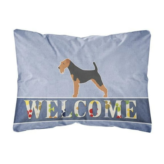 Carolines Treasures BB5489PW1216 Welsh Terrier Welcome Canvas Fabric Decorative Pillow