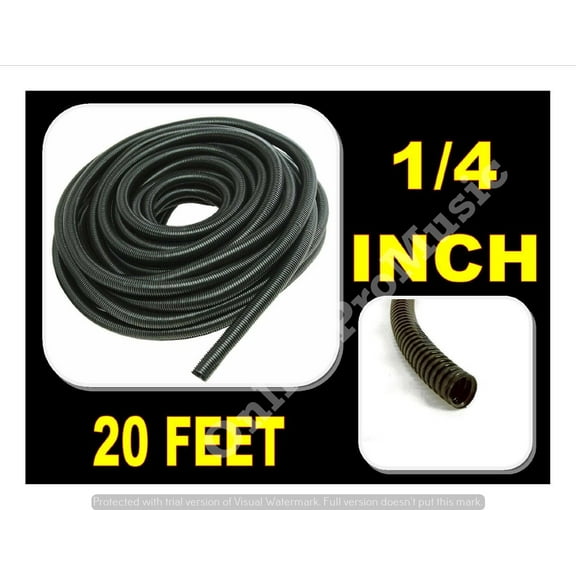 20 FT 1/4" INCH Split Loom Tubing Wire Conduit Hose Cover Auto Home Black