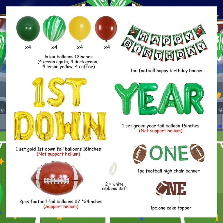 Custom First Year Down Banner, Football 1st Birthday Decorations