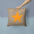 thumbnail image 2 of Carolines Treasures BB1100-BL-OR-PW1414 Starfish Burlap and Orange   Canvas Fabric Decorative Pillow BB1100 14Hx14W, 2 of 4