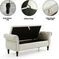 thumbnail image 4 of Storage Bench for Bedroom End of Bed Zarler Rolled Armed Velvet Ottoman Couch Long Bench Bedroom Bench with Storage, Beige, 4 of 8
