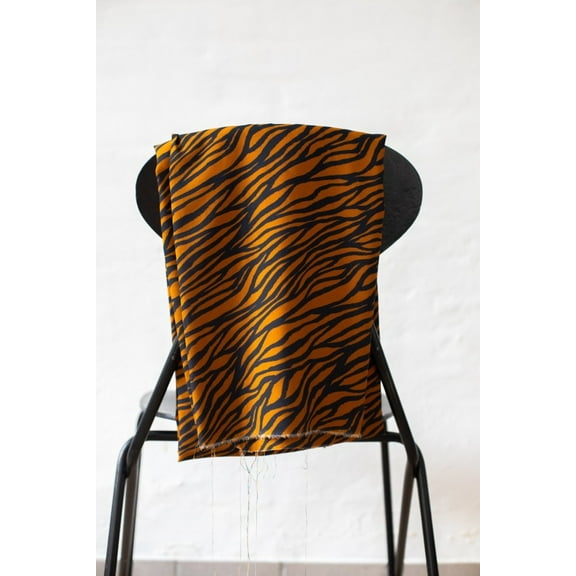 Mind The MAKER Viscose Challis Fabric Ochre Navy - per yard