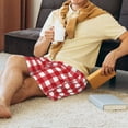 thumbnail image 4 of Daiia Red Checkboard Mens Woven Stretch Pajama Short,Short Pajama Pants-XX-Large, 4 of 9