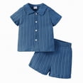 thumbnail image 4 of Baby Boys 2 Piece Outfit Sets Lapel Button-Down Short Sleeve Lapel Shirt with Shorts Set Toddler Boy Summer Clothes, 4 of 5