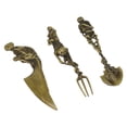 thumbnail image 3 of Juego de cubiertos esqueléticos de Halloween, vajilla de aleación de zinc de metal con personalidad y calavera, tenedor, cuchara y cuchillo con esqueleto creativo, regalo de Halloween dorado, 3 of 4