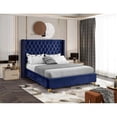 thumbnail image 2 of Maklaine Velvet Navy Queen Bed Wing Design 72" W x 86" D x 56" H Unassembled, 2 of 5