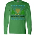 thumbnail image 3 of Inktastic Happy Chrismukkah Sweater Style with Menorah and Trees Long Sleeve T-Shirt, 3 of 5