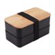thumbnail image 2 of Recipiente Doble Capa Caja Bento Compartimentos con Tapa Bambú y Cubiertos Portátil PP Elegante Adecuada para Oficina Hogar Viajes Picnic Negro, 2 of 9