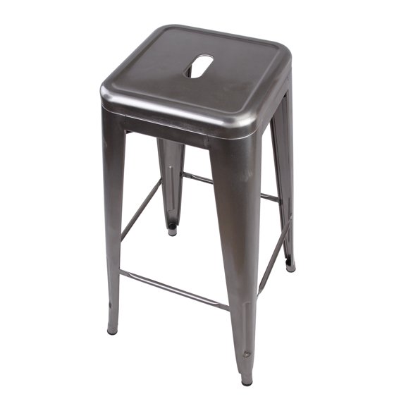 GIA Design Group 30 Inch Stackable Tolix Style Backless Metal Stool, Gunmetal