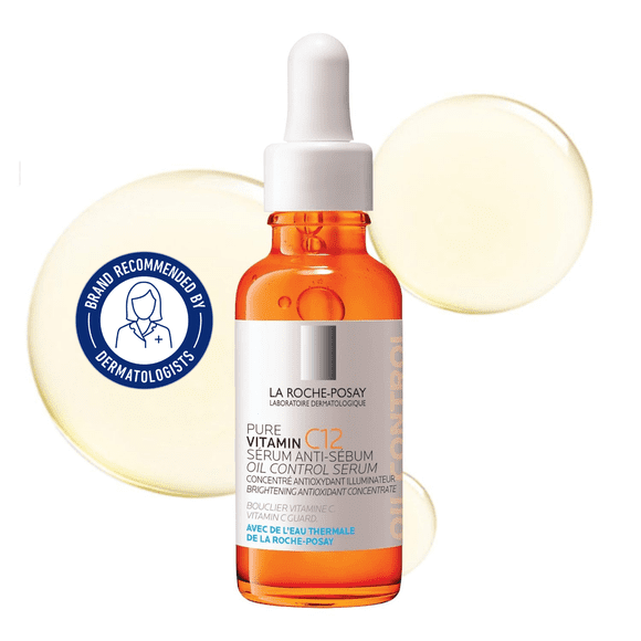 La Roche-Posay Pure Vitamin C12 Oil Control Serum, Brightening Face Serum with Salicylic Acid for Oily Skin, 30mL