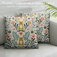thumbnail image 3 of Nawypu  Throw Pillow Cover Funny Folk Cartoon Cats Birds and Flowers Square Decorative Throw Pillow Cushion Case for Home Couch Living Room Bed Sofa Car Pillowcase, 3 of 5