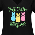 thumbnail image 4 of Inktastic Funny Easter Just Chillin' with My Peeps Women's Plus Size V-Neck T-Shirt, 4 of 5
