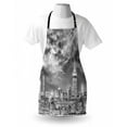 thumbnail image 3 of Urban Apron Dramatic New York City Skyline Sun Beams Clouds Skyscrapers Monochrome Landscape, Unisex Kitchen Bib Apron with Adjustable Neck for Cooking Baking Gardening, Black White, by Ambesonne, 3 of 3