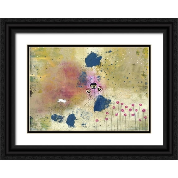 Ogren, Sarah 18x14 Black Ornate Wood Framed with Double Matting Museum Art Print Titled - Three Pansies