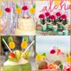 thumbnail image 4 of Decoraciones de cócteles, sombrillas de papel, palos de fuegos artificiales, pajitas, sombrillas desechables para fiestas, palillos de dientes, pajitas de papel de frutas con forma de panal, para playa, cumpleaños, bodas, festivales de música JM, 4 of 5
