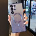 thumbnail image 3 of Magnetic Clear case for Samsung Galaxy S23 Ultra with MagSafe Case, [Camera Lens Protector & Compatible with MagSafe] Electroplated Soft TPU Shockproof Anti-Scratch Phone Case- Blue, 3 of 12