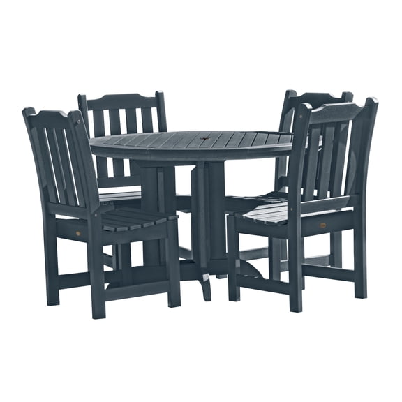 Highwood's 48" Round 3-pc Lehigh Dining Set - Dining Height, Outdoor, Eco-friendly, Synthetic Wood