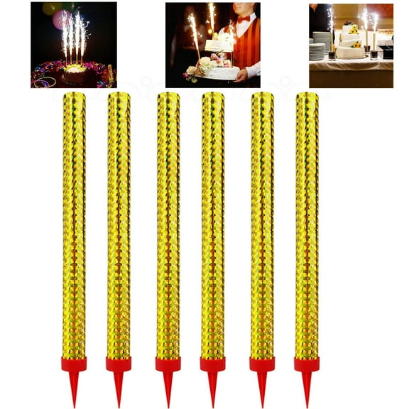 QIFEI 6 Gold Sparkler Birthday Candles,Used for Birthday, Parties, Weddings, Bottling Services, Nightclubs, Restaurants, Anniversaries, Parties, Celebrations, Last 50-50 Seconds