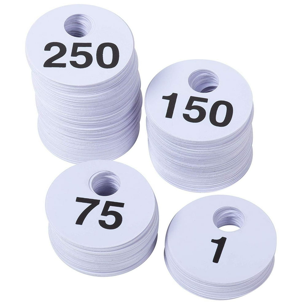 500Pack Reusable Plastic Coat Room Check Tags with DoubleSided Serial Numbers 1250, 1.75