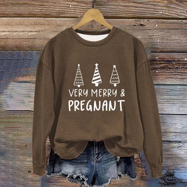 EGNMCR Chandail en Molleton de Noël Col Rond Imprimé Ample Manches Longues Sans Capuche
