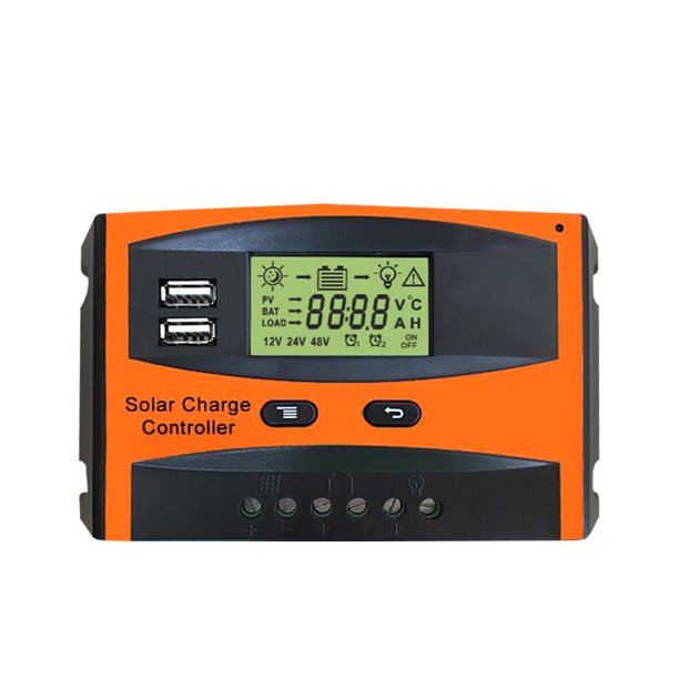 Controlador de carga de panel solar inteligente 30A 12V / 24V con pantalla LCD y puerto USB, protección contra sobrecorriente, para iluminación LED de lámpara de batería de panel solar (30A) JFHHH pequeña