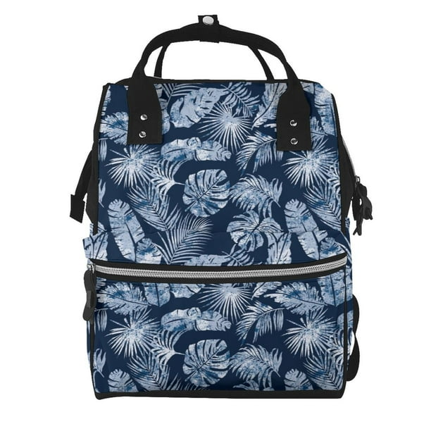 Disketp Tropical Leaves Mochila de Pañales de Gran Capacidad con Múltiples Bolsillos, Mochila de Viaje Multifuncional para Bebé, Unisex, Moderna y Resistente