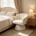 thumbnail image 5 of Modern Cream Corduroy Swivel Accent Chair with Channel Tufting, 5 of 10