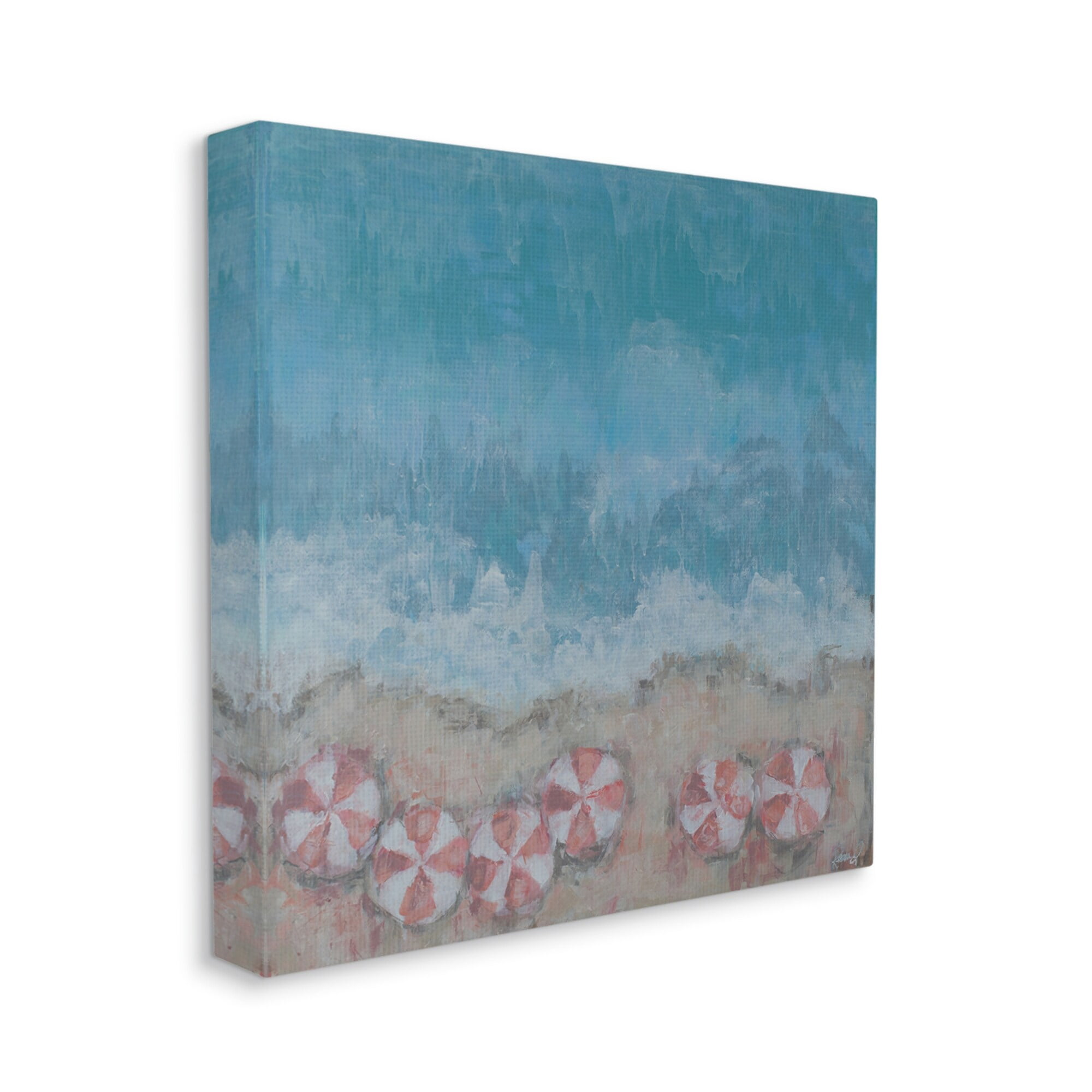Stupell Industries Abstract Ocean Shore Painting Beach Umbrella Coast, 17 x 17,Design by Reesa Qualia