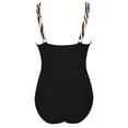 thumbnail image 4 of PWPSG Zebra Print Colorblock V Neck One-Piece Swimsuit Tummy Control Slimming Bathing Suit for Beach Vacation Multicolor M, 4 of 6