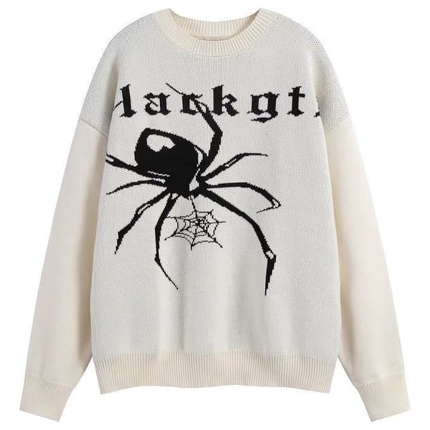 Suéter de araña para hombre, estilo oscuro, jersey de punto vintage, invierno 2024, suéter de mujer estilo Harajuku de calle alta estadounidense, jersey de gran tamaño