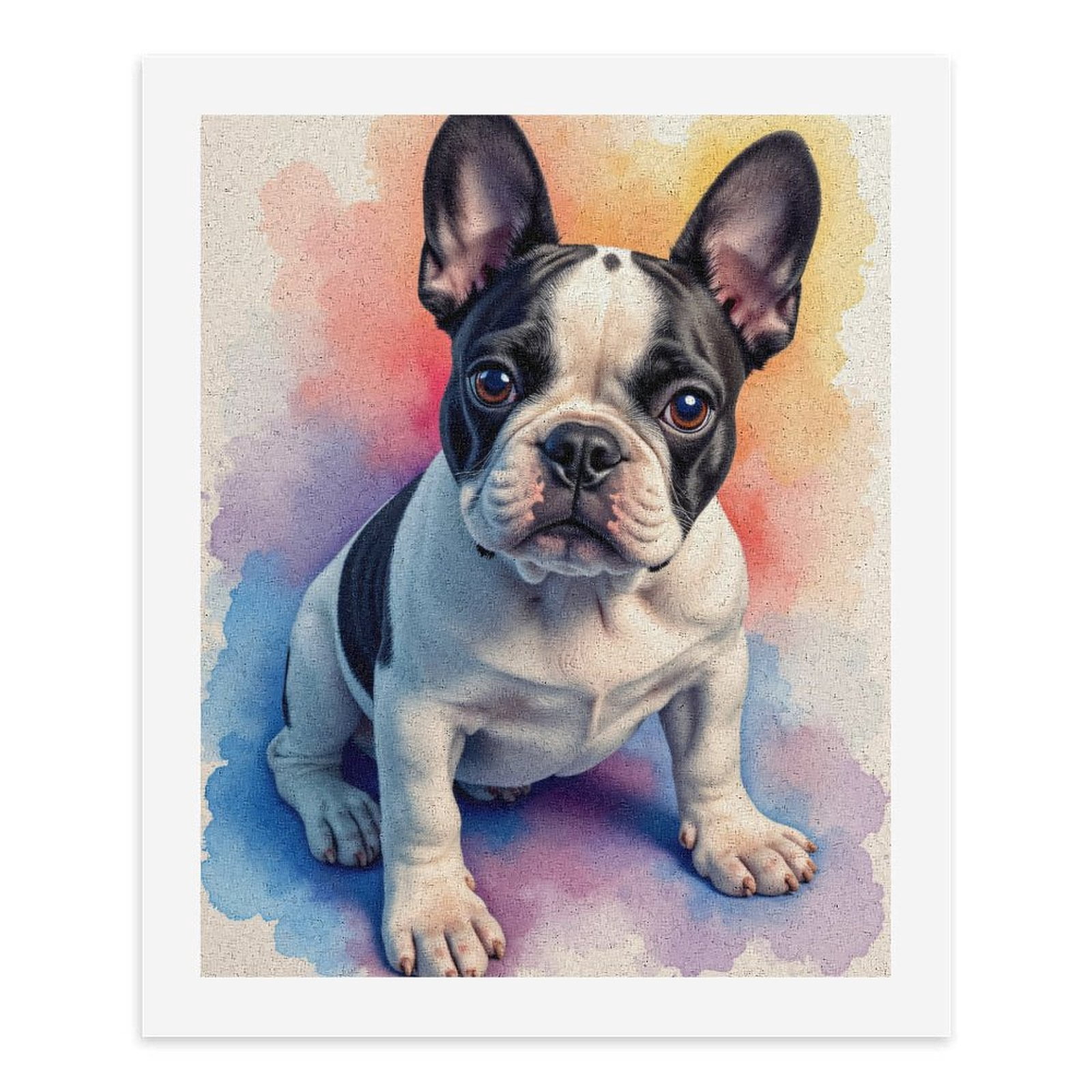 Paint by Numbers Kit for Adults, French Bulldog Watercolor Portrait Paint by Numbers, Easy Paint by Numbers Kit for Adults Beginner, DIY Adult Paint by Number Kits on Canvas, Home Decor