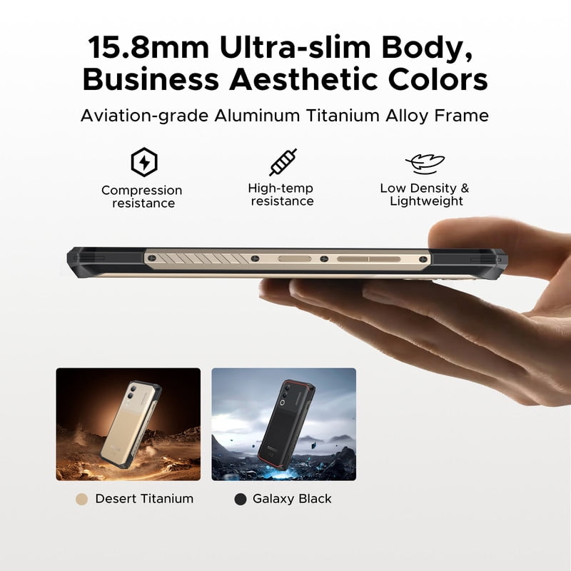 DOOGEE Blade 20 Turbo 5G Rugged Phone Unlocked,Gemini AI,10300mAh/33W,32GB+256GB/TF 2TB,Dimensity 7050,6.6”HD+90Hz,50MP+16MP,Android 15 Rugged Smartphone,Face ID/NFC/WiFi6/IP68/IP69K/3 Card Slot