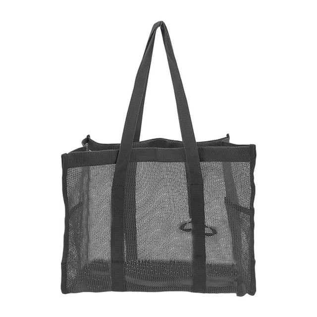 Bolsa de ducha de malla, organizador de baño, 14,57 x 11,81 x 6,69 pulgadas, portátil, para colgar artículos de tocador, para playa, mujeres, hombres, Negro