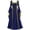 Blue, variant on Fesfesfes Women Solid Long-sleeved Retro Hooded Long Sleeve Dress Square Tie