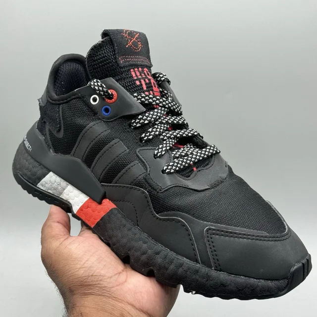 Adi - das Men Size 6 Nite Jogger 'Black Metallic' FV3788 Sneakers Shoes