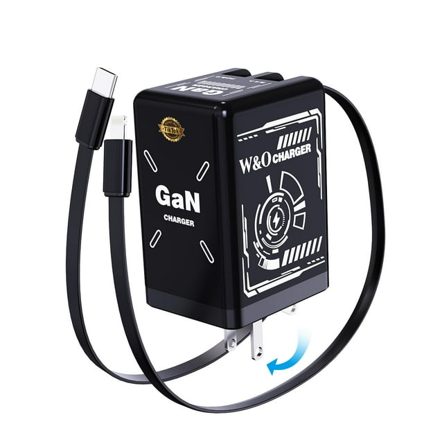 Cargador W & O de 45 W GaN de carga rápida para iPhone 16/15/14/13/12/11