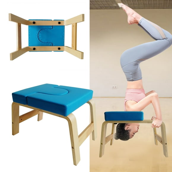 Yoga Headstand Bench, Yoga Chair Stool Solid Wooden Portable Bench Chair Thick Cushion Fitness Accessory For Family Gym Balance Training Core Strength Workout Fitness, 24.0 X 15.0