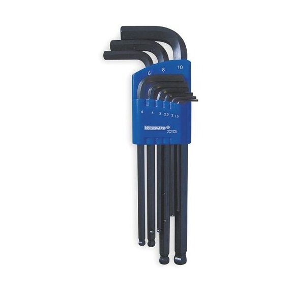 Westward 9 Piece Metric L-Shape Hex Key Set, 2CYC5 2CYC5